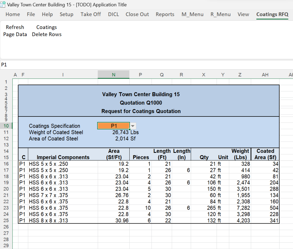 Structural Steel Coatings Estimate